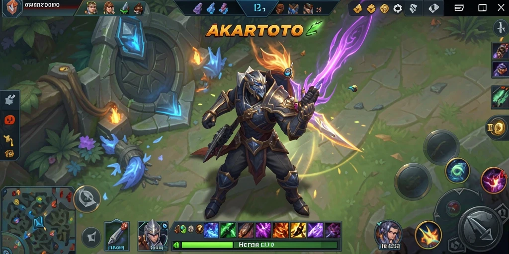 Gameplay seru di arena MOBA AKARTOTO dengan karakter yang beragam.