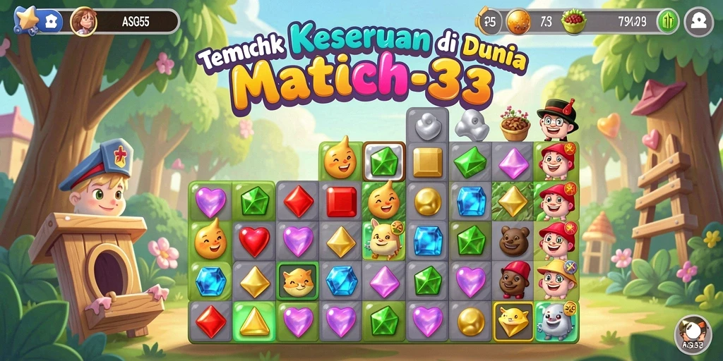 Screenshot ASG55 menampilkan gameplay Match-3 yang seru dan menawan.
