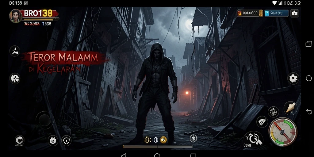 Screenshot gameplay BRO138 menampilkan suasana mencekam dan penuh ketegangan.