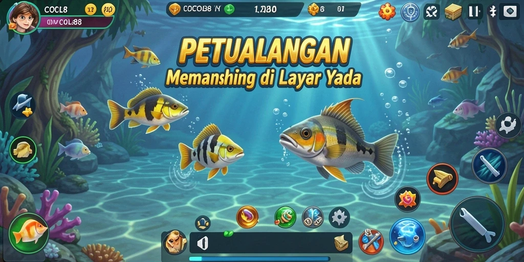 Screenshot COCOL88 menampilkan gameplay memancing seru yang mengasyikkan.
