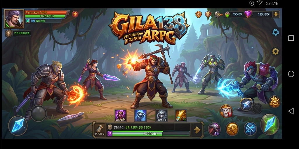 Screenshot GILA138 menampilkan aksi pertarungan yang seru dan karakter beragam dalam dunia fantasi.