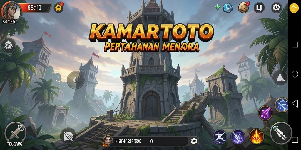 Tangkapan layar KAMARTOTO menampilkan serangan menara yang mendebarkan.