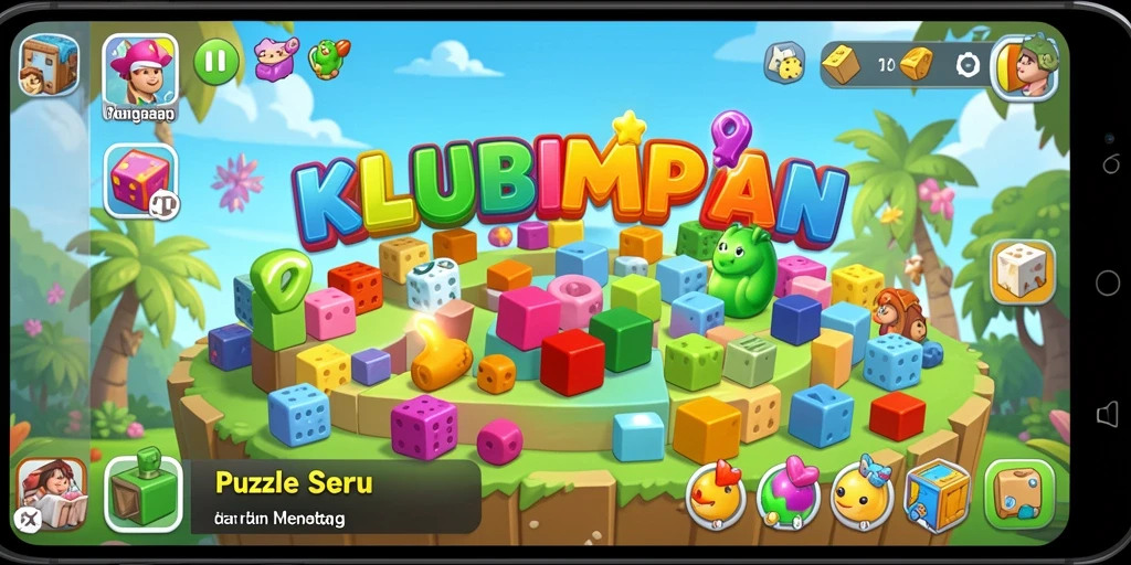 Screenshot gameplay KLUBIMPIAN menampilkan susunan puzzle yang menarik.