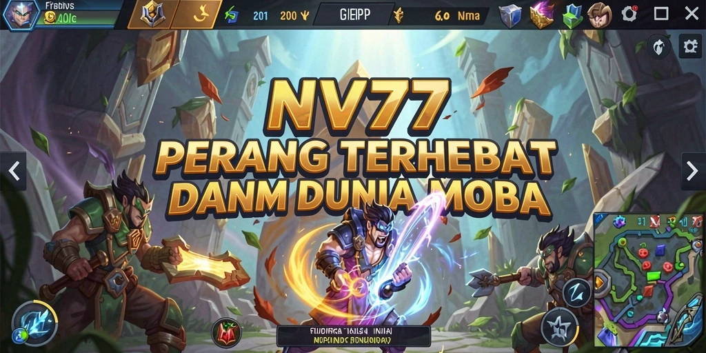 Tampilan gameplay seru dalam NV77 MOBA.