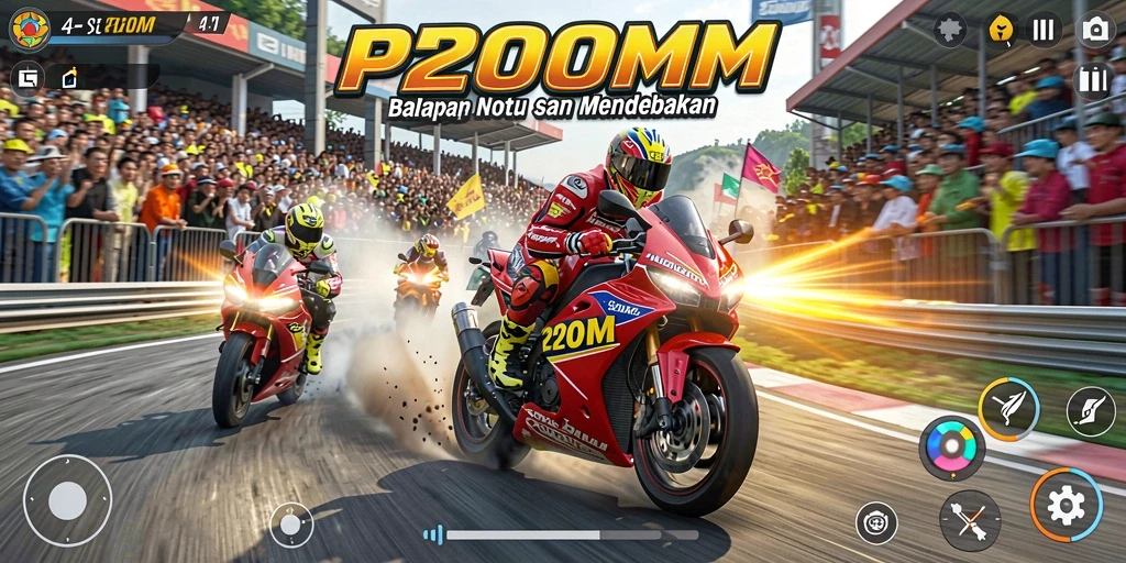 Tampilan gameplay P200M yang mendebarkan saat balapan motor.