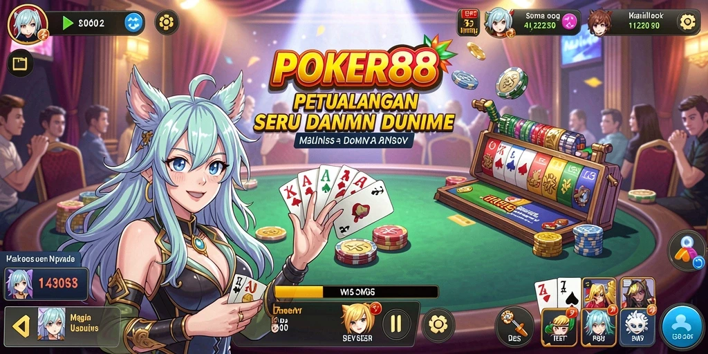 Screenshot utama POKER88 menampilkan aksi seru dalam pertarungan Anime.