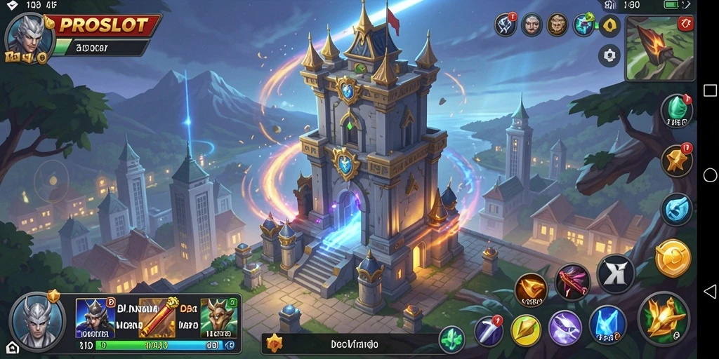 Tangkapan layar PROSLOT menampilkan aksi seru dalam Tower Defense.