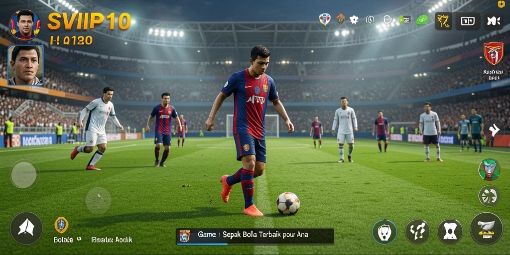 Tampilan gameplay mendebarkan dalam SVIP10 saat bermain sepak bola.