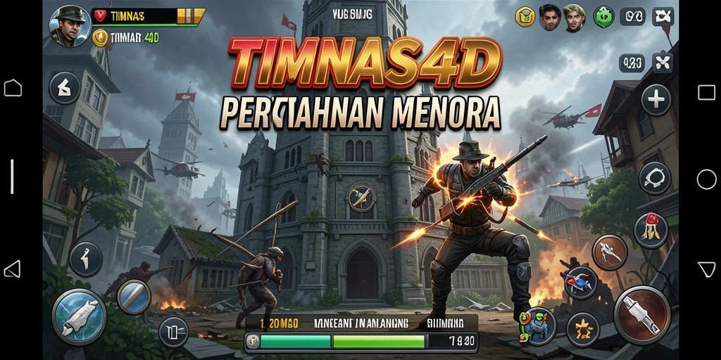 Tampilan seru gameplay Tower Defense di TIMNAS4D.