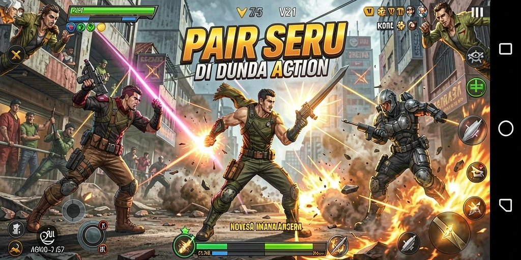 Tampilan gameplay V21 yang mendebarkan dan penuh aksi.